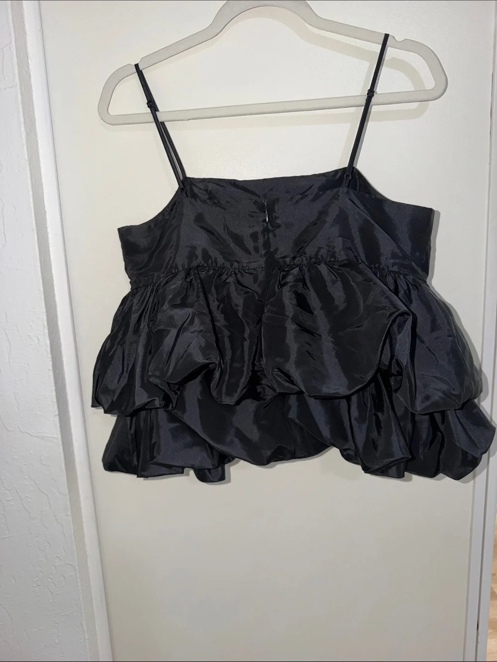 a new day Black Tiered Taffeta Tank Top with Adjustable Straps | S